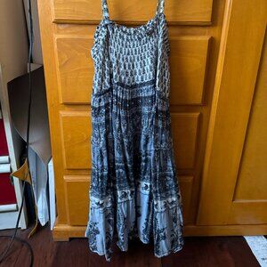 White and Gray Floral Print Dress